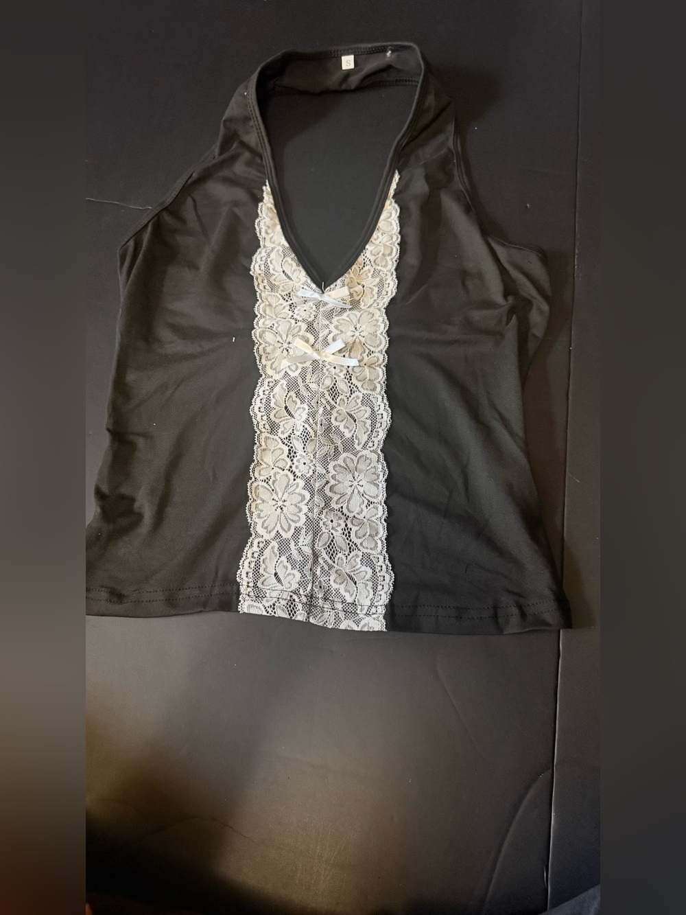Black Lace-Front Halter Top - Elegant Women’s Tank